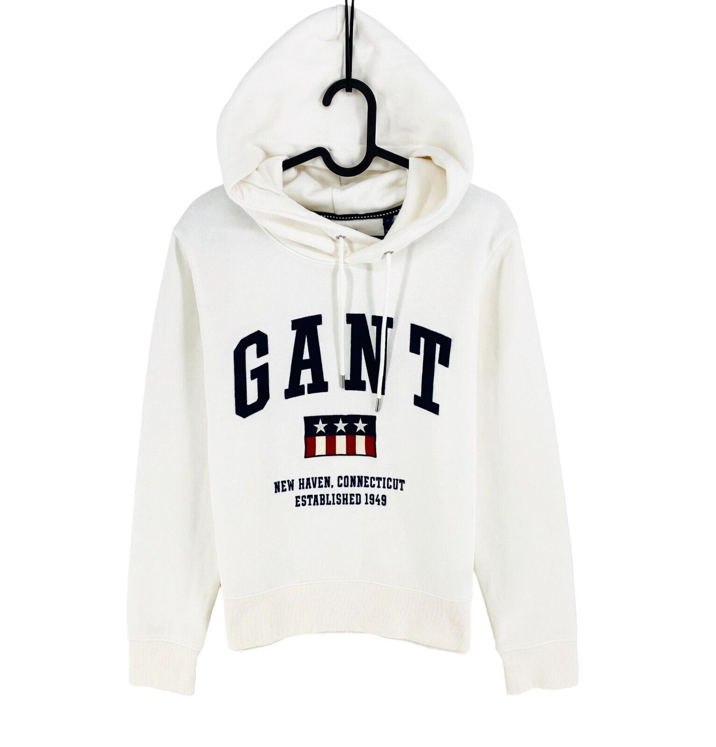 GANT Blanc Rétro Logo Sweat à capuche Pull Taille S