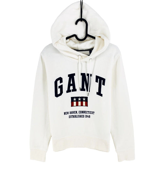 GANT White Retro Logo Hoodie Sweater Jumper Size S