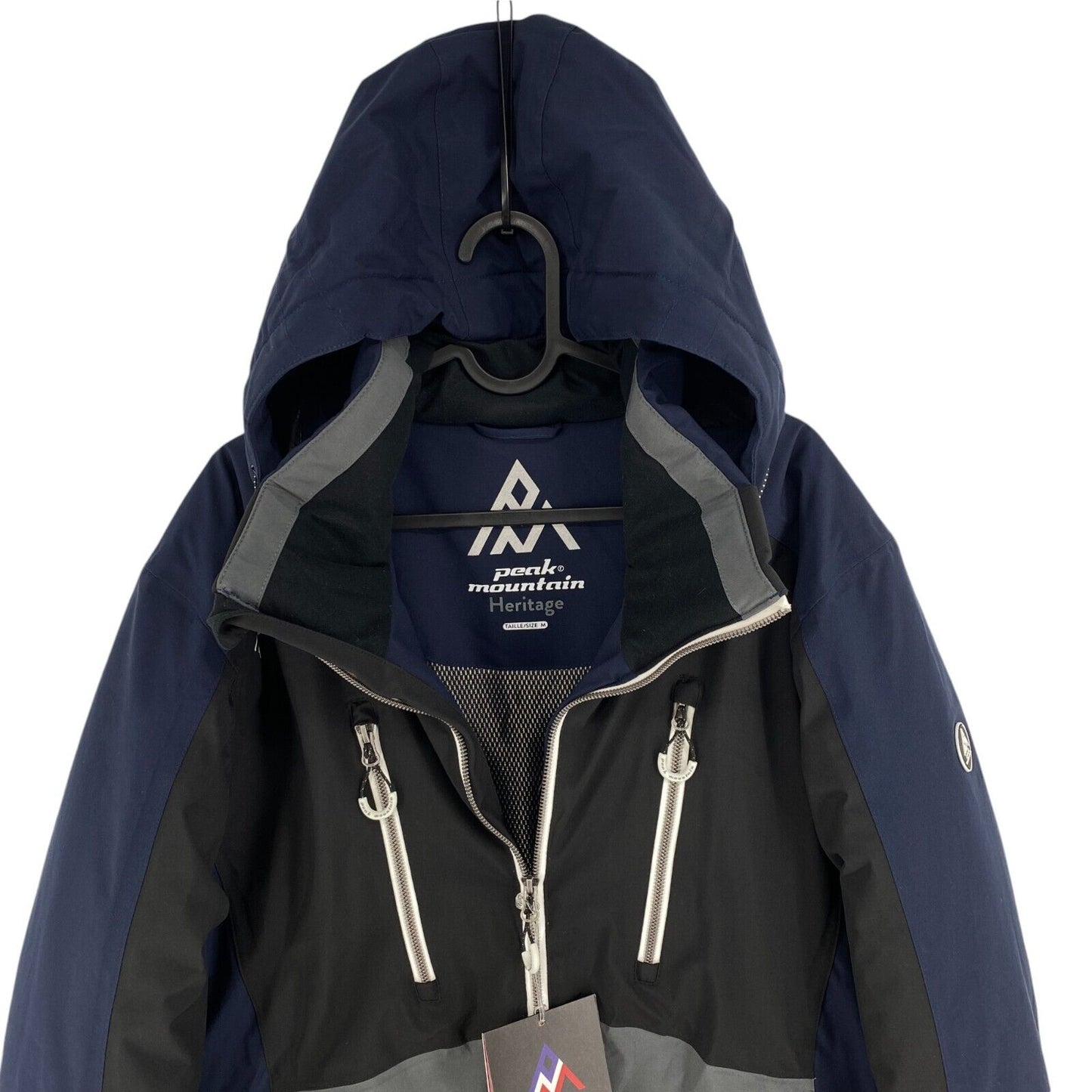 RRP €375 Peak Mountain Men Navy Blue Hooded Ski Jacket Coat Size M