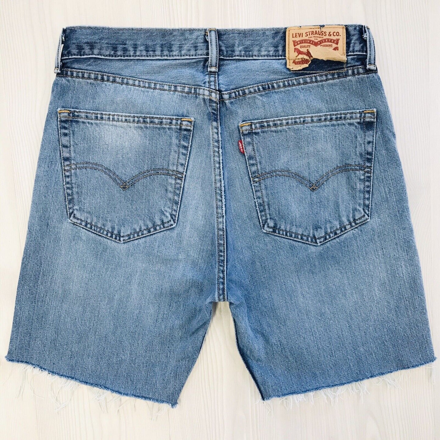 Levi's 505 Custom Made Blue Straight Fit Cut-Off Shorts Size W33