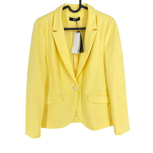 s.Oliver Yellow Tailored Shape Blazer Jacket Size EU 38 UK 12 US 8