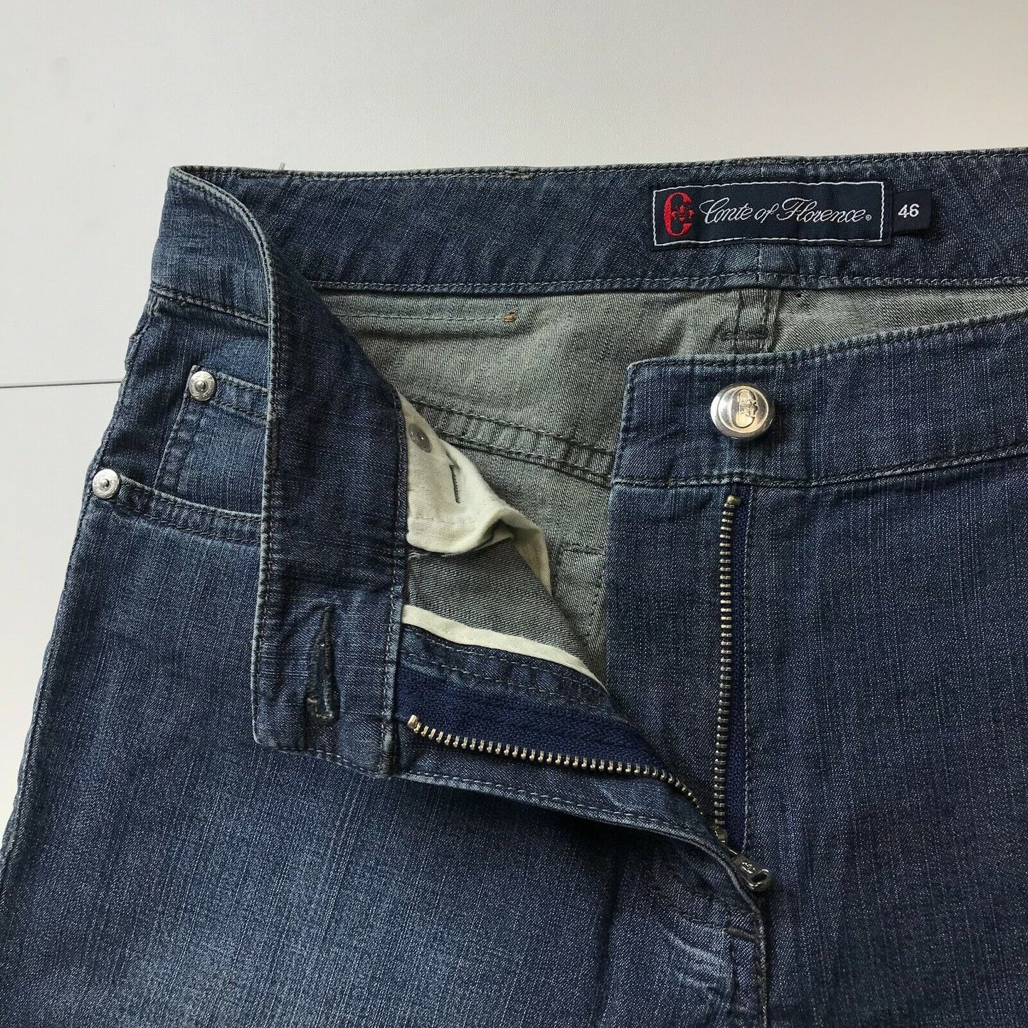 Conte of Florence Damen Jeans, Blau, Regular Straight Fit, Größe 46 W29