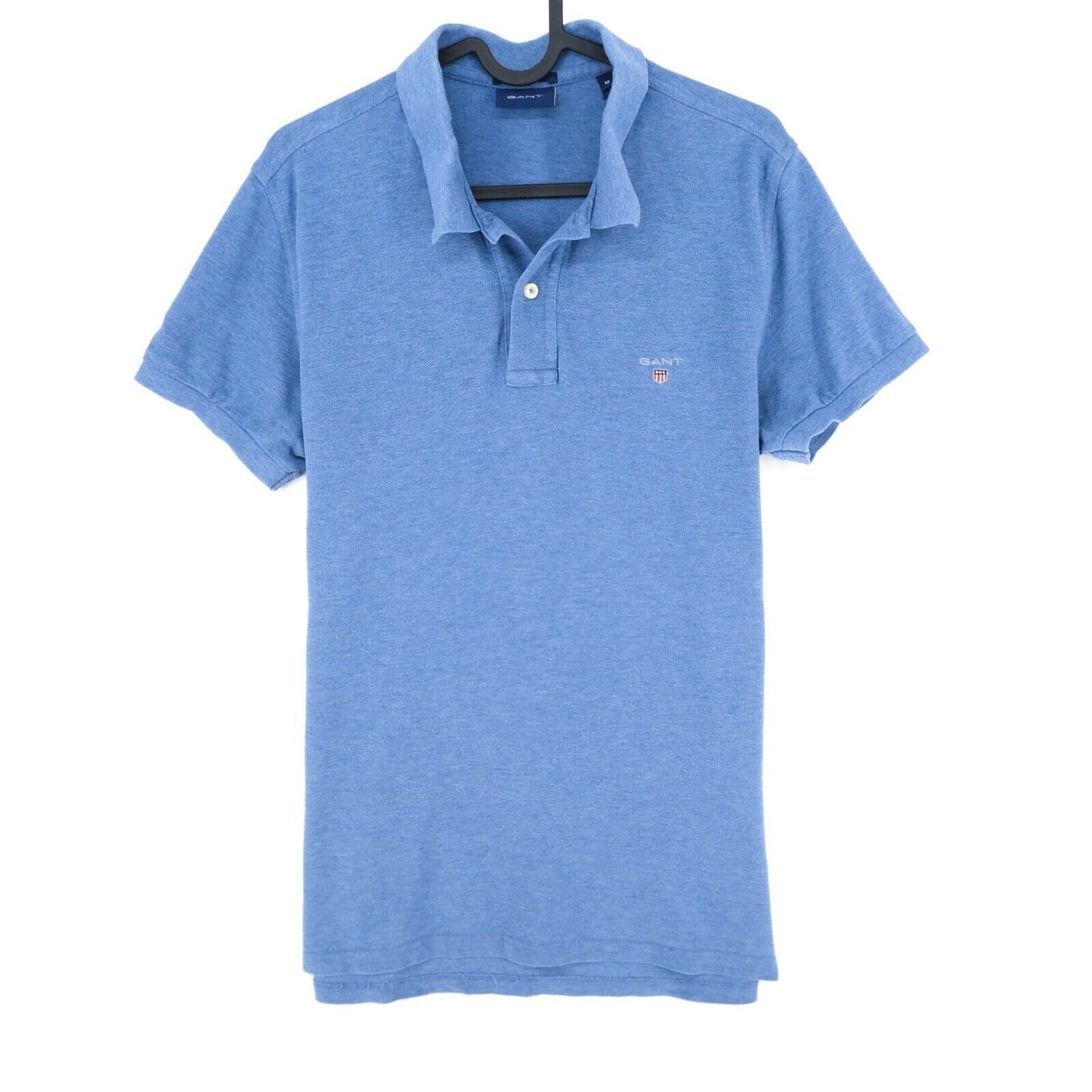 GANT T-Shirt mit Polokragen und schmalem Logo, Blau, Größe M