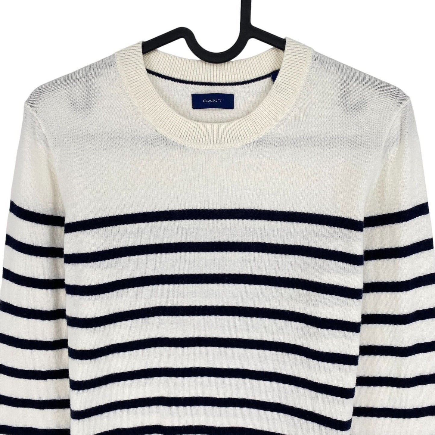 GANT White Cotton Striped Crew Neck Sweater Jumper Size XS