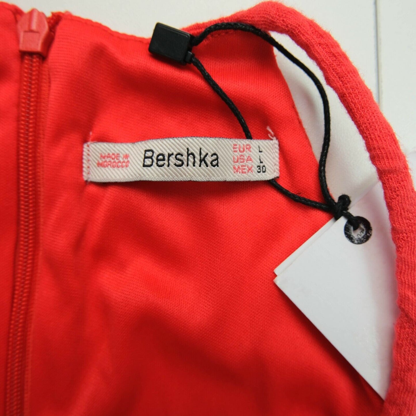 Bershka Robe rouge à manches à bretelles Taille L