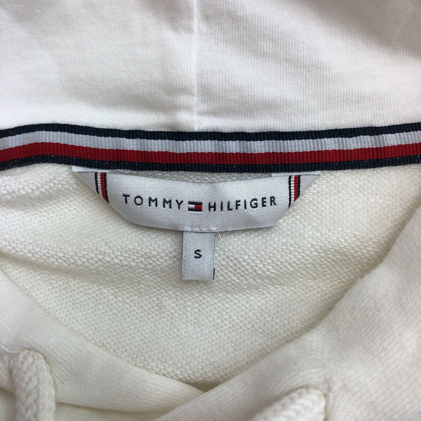 TOMMY HILFIGER White Oversized Hoodie Sweater Jumper Size S