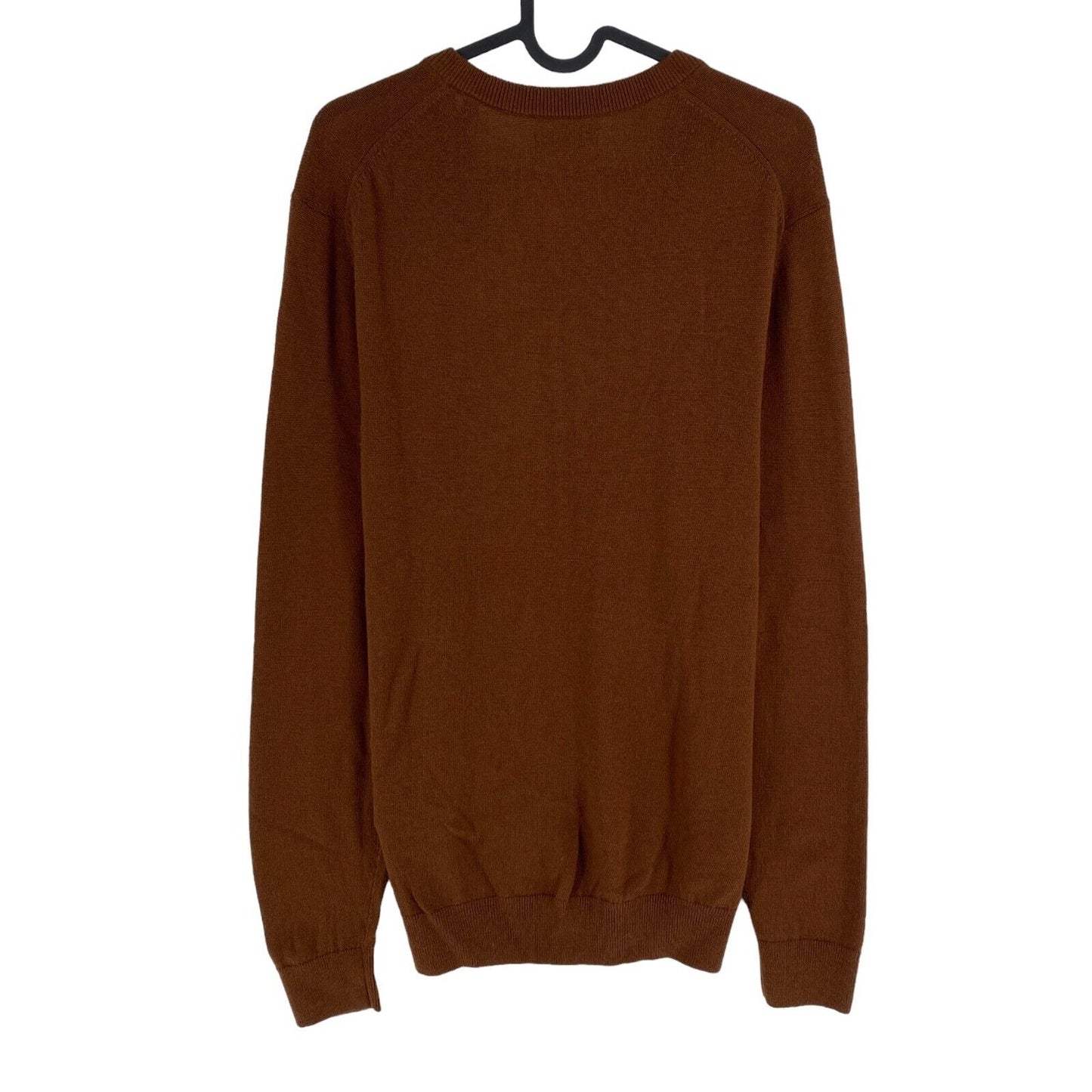 GANT Men Brown 100% Wool V Neck Sweater Pullover Size M