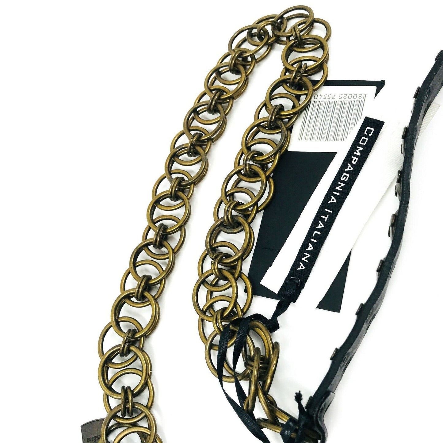 COMPAGNIA ITALIANA Ceinture 100% Cuir Noir Bronze Taille Unique Prix conseillé 88 €