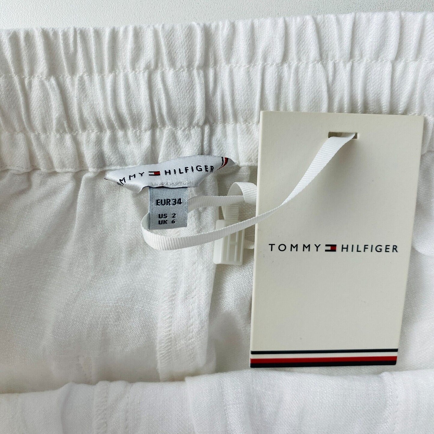 Tommy Hilfiger Women White Relaxed Fit Linen Shorts Size EUR 34 UK 6 US 2