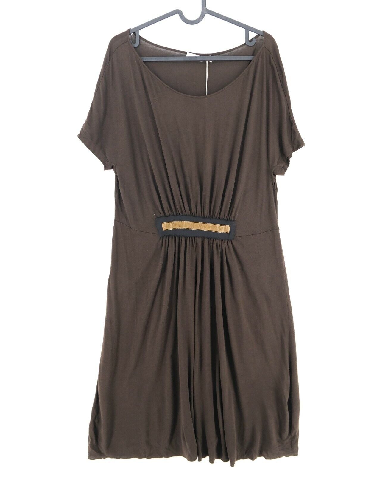 RRP €125 STEFANEL Brown Crew Neck Dress Size L XL