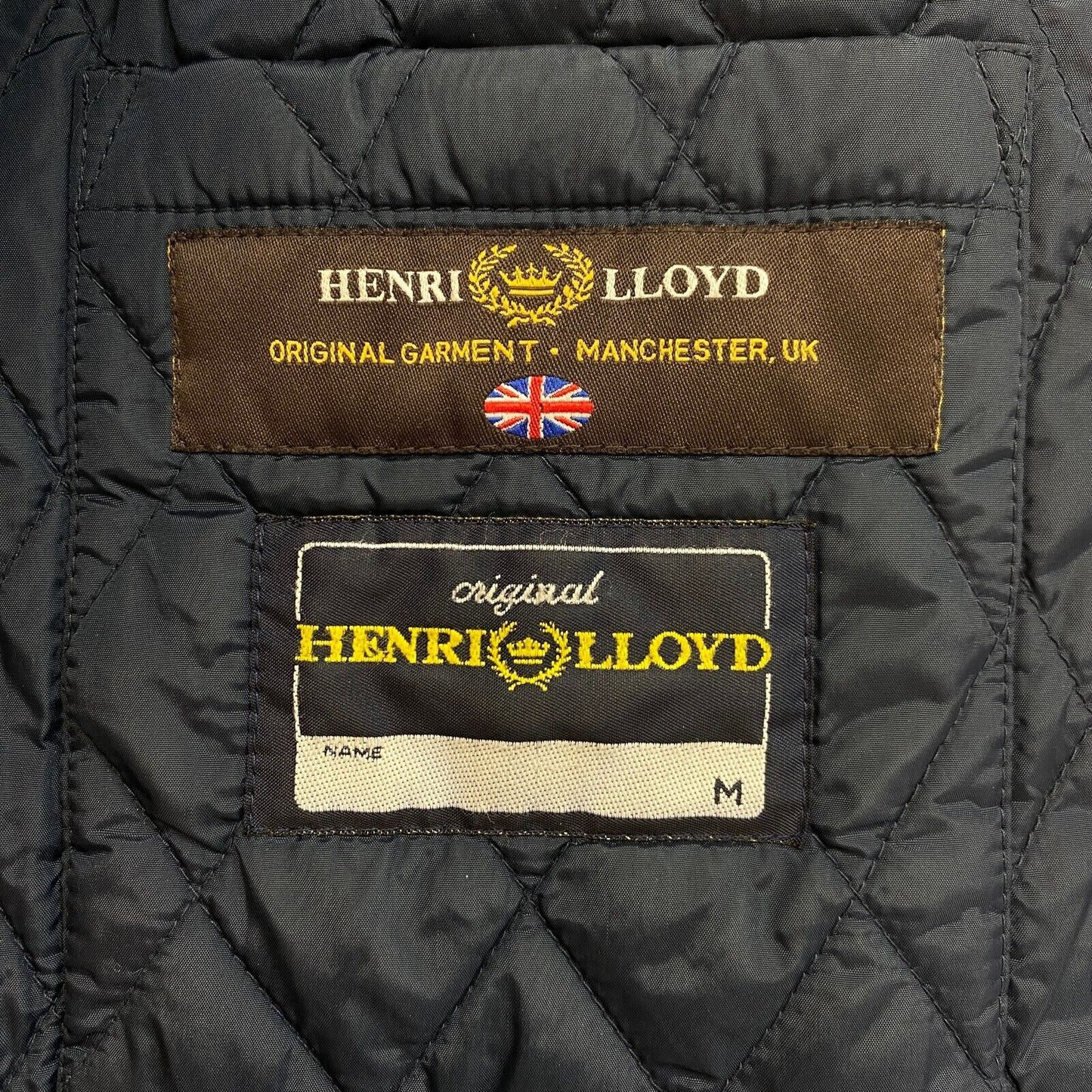 HENRY LLOYD Navy Blue Quilted Long Coat Jacket Size M