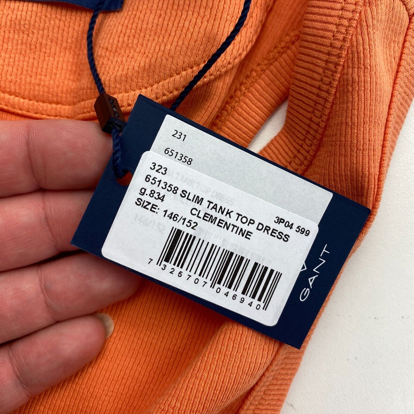 GANT Girls Orange Slim Fit Tank Top Dress Size 146/152 cm 11-12 Years