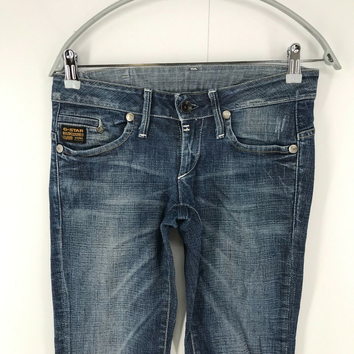 G-STAR RAW MIDGE Damen Blau Regular Straight Fit Jeans W27 L32 Made in Italy