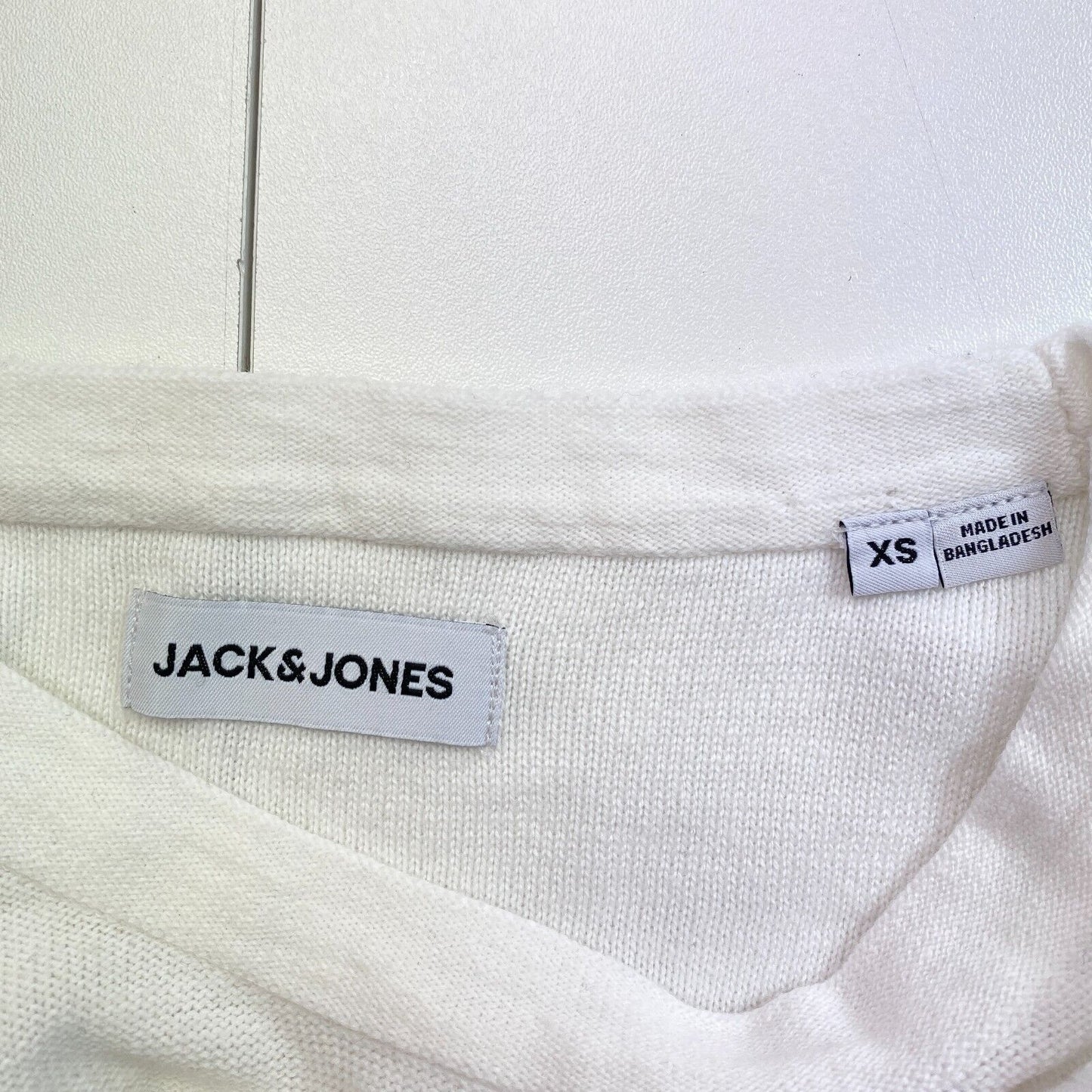 JACK&JONES White Cotton Linen Knit Crew Neck Sweater Pullover Size XS