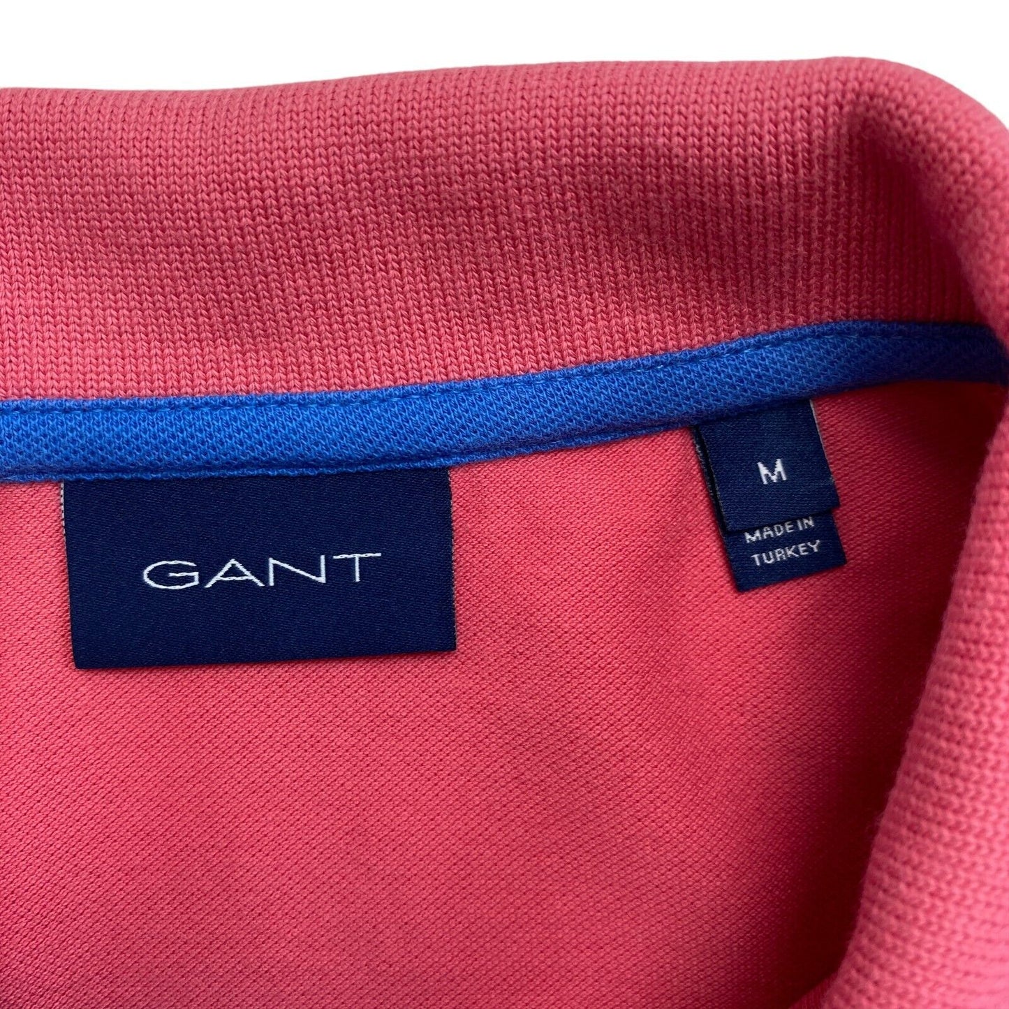 GANT Pink Contrast Collar Pique Rugger Polo Shirt Size M