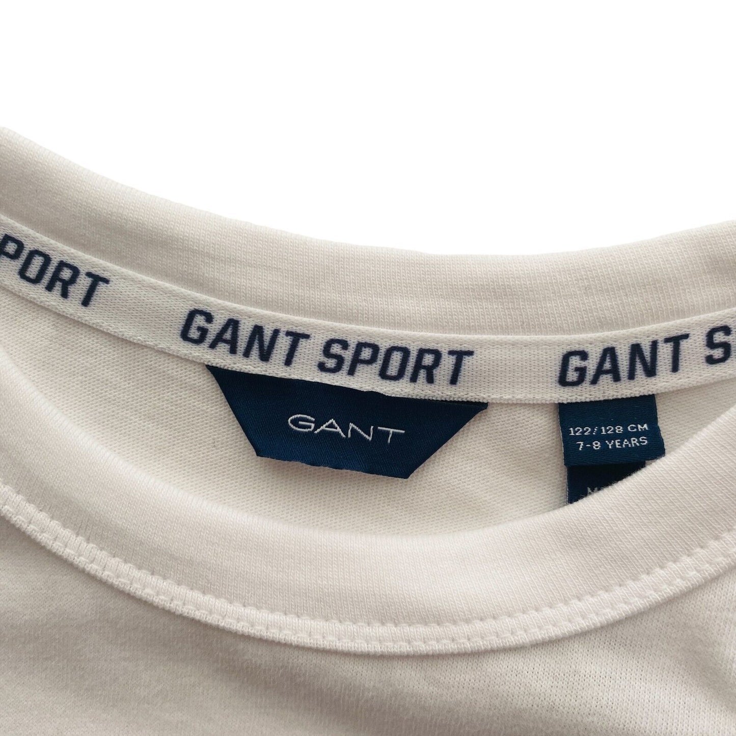 GANT Boys White Sports Crew Neck T Shirt Size 7 - 8 Years 122/128 cm