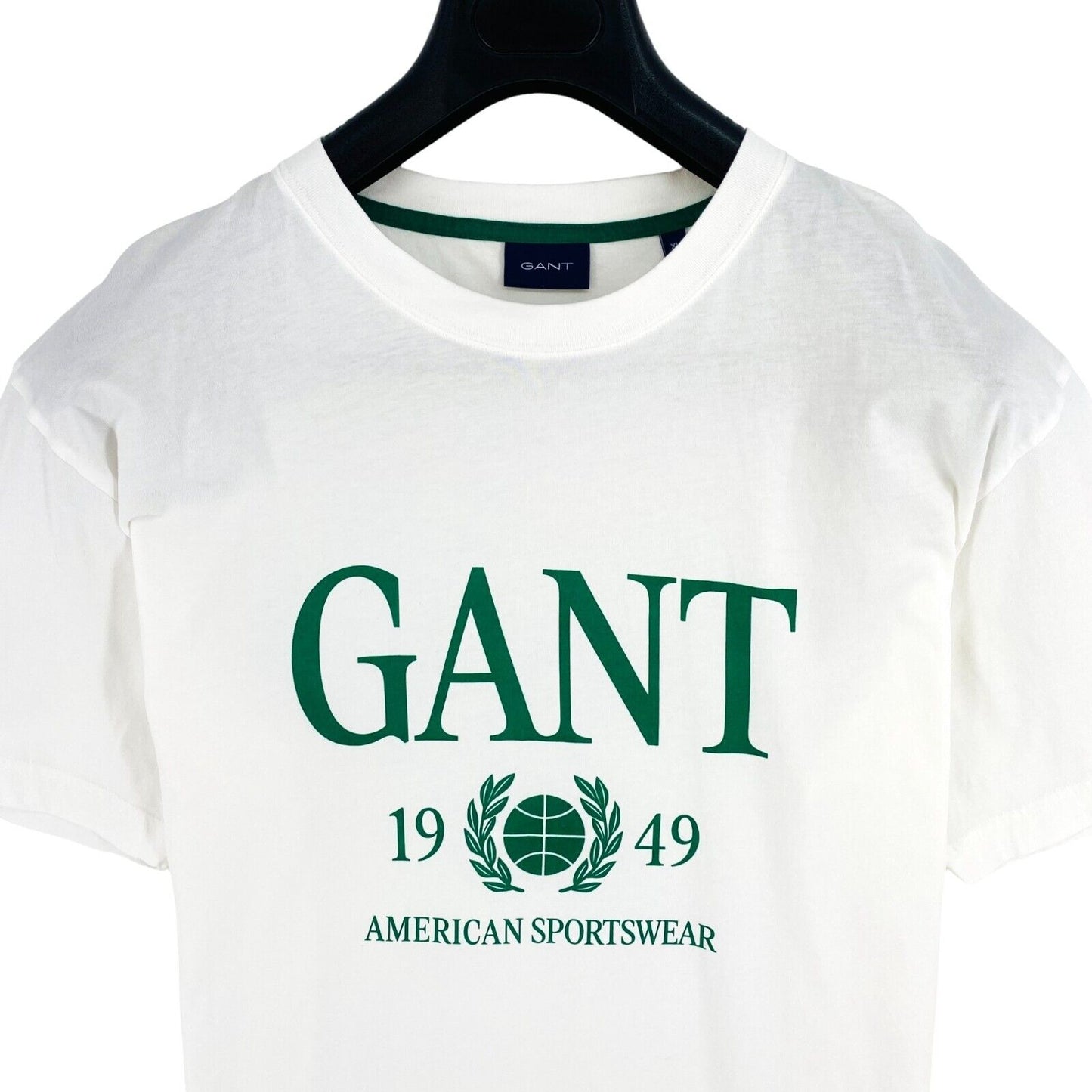 GANT Men White Logo Crew Neck Short Sleeve T Shirt Size XL