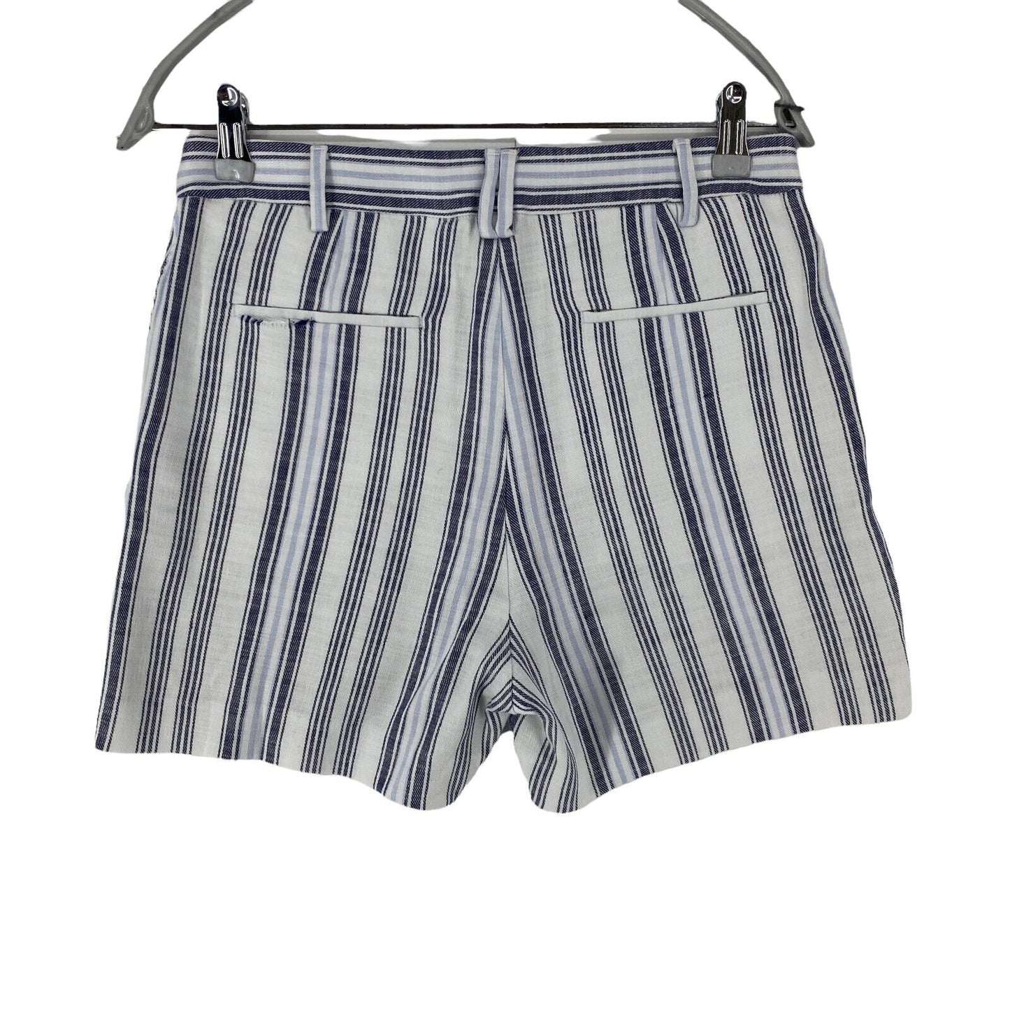 GANT Women Blue Grey Striped Regular Fit Linen Blend Shorts EU 36 UK 10 US 6 W28