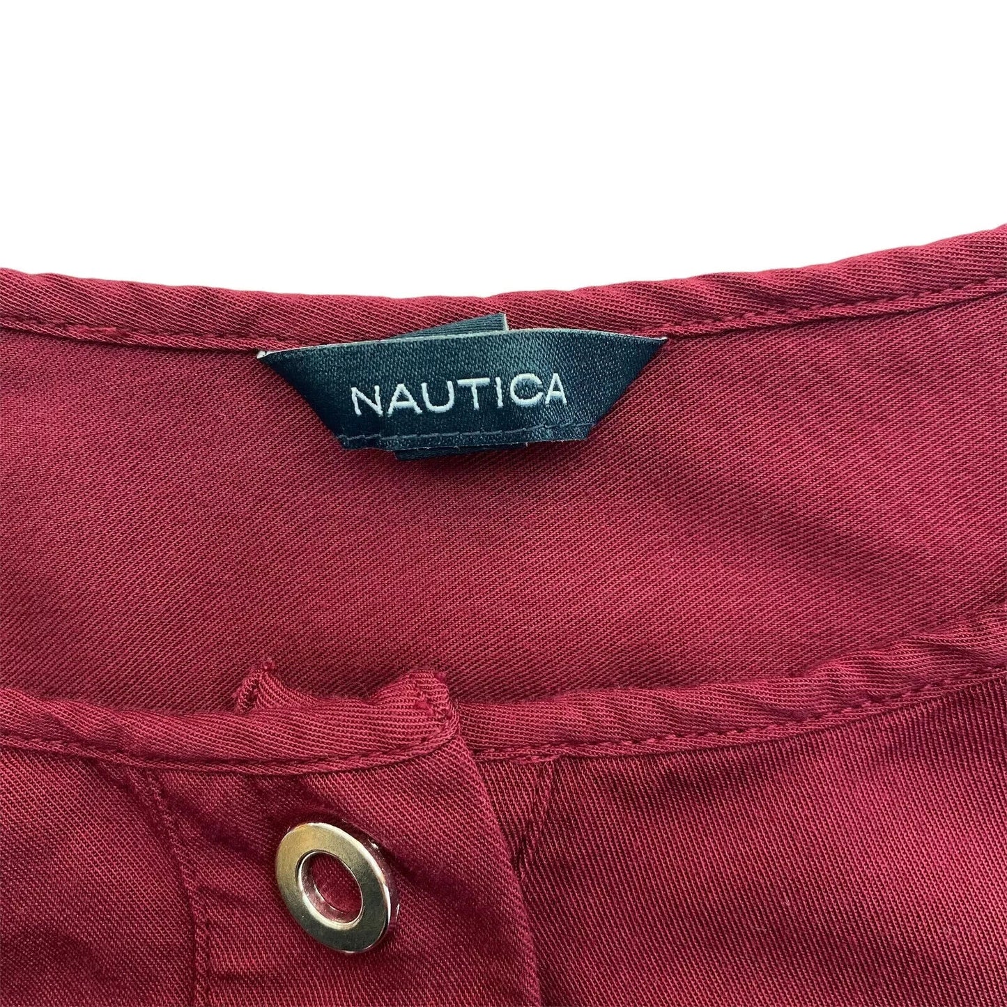 NAUTICA Women Dark Red Long Sleeves Crew Neck Shirt Blouse Size 2XS