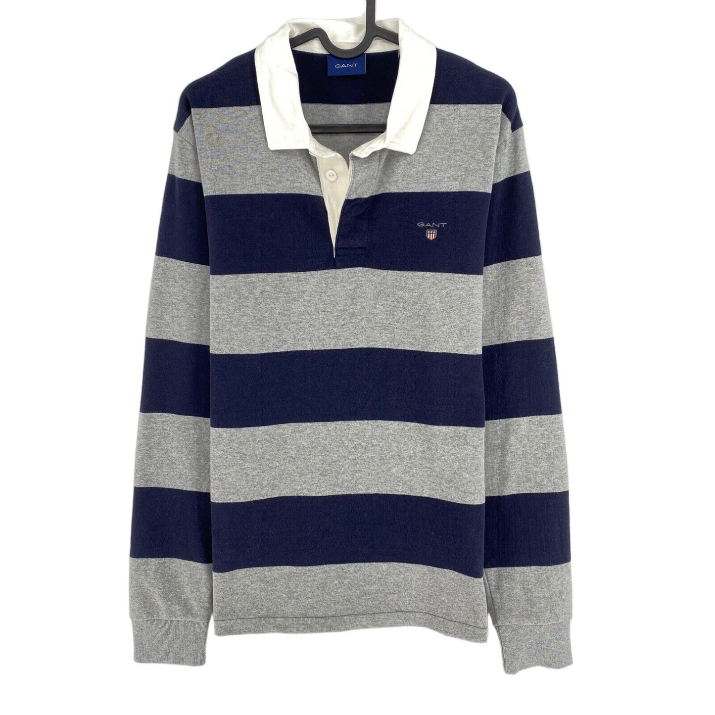 GANT Grey Striped Heavy Rugger Sweater Pullover Size M