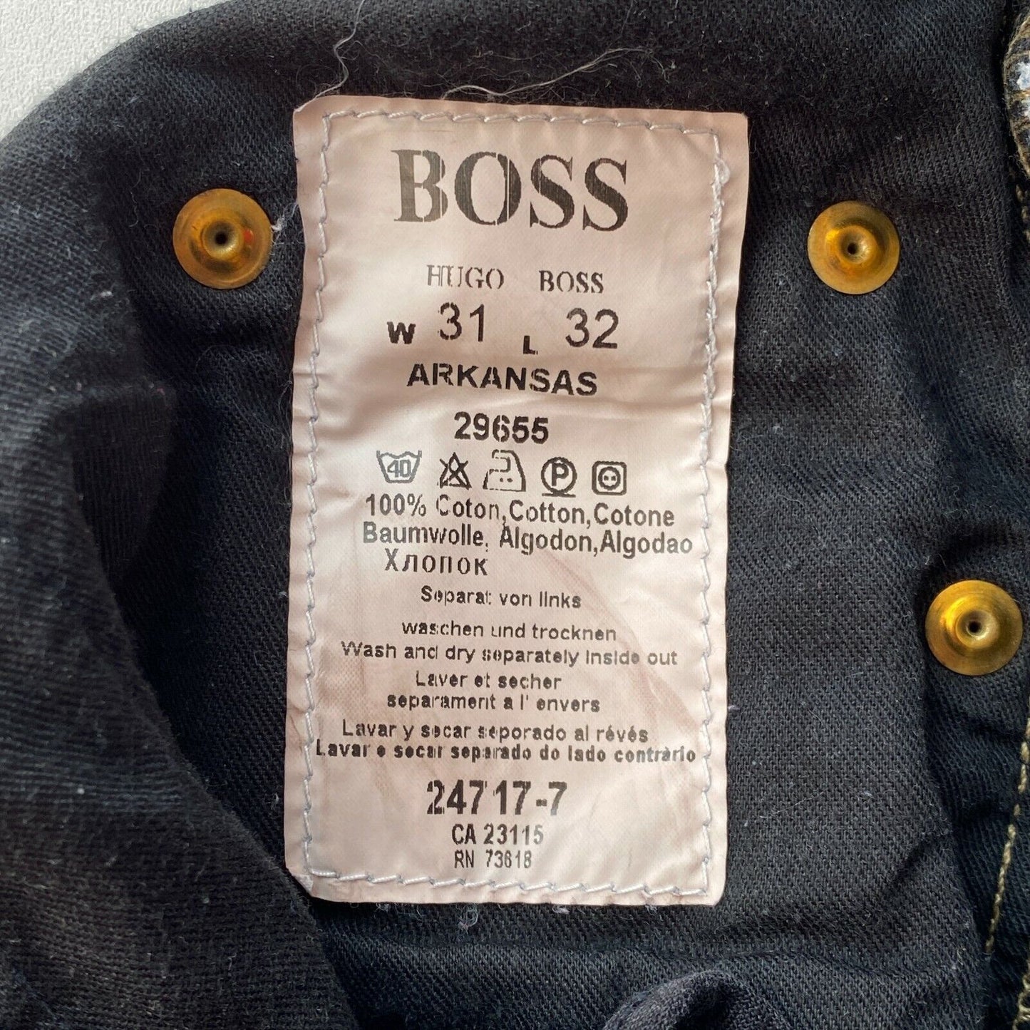 HUGO BOSS ARKANSAS Blue Regular Straight Fit Jeans Size W31 L30