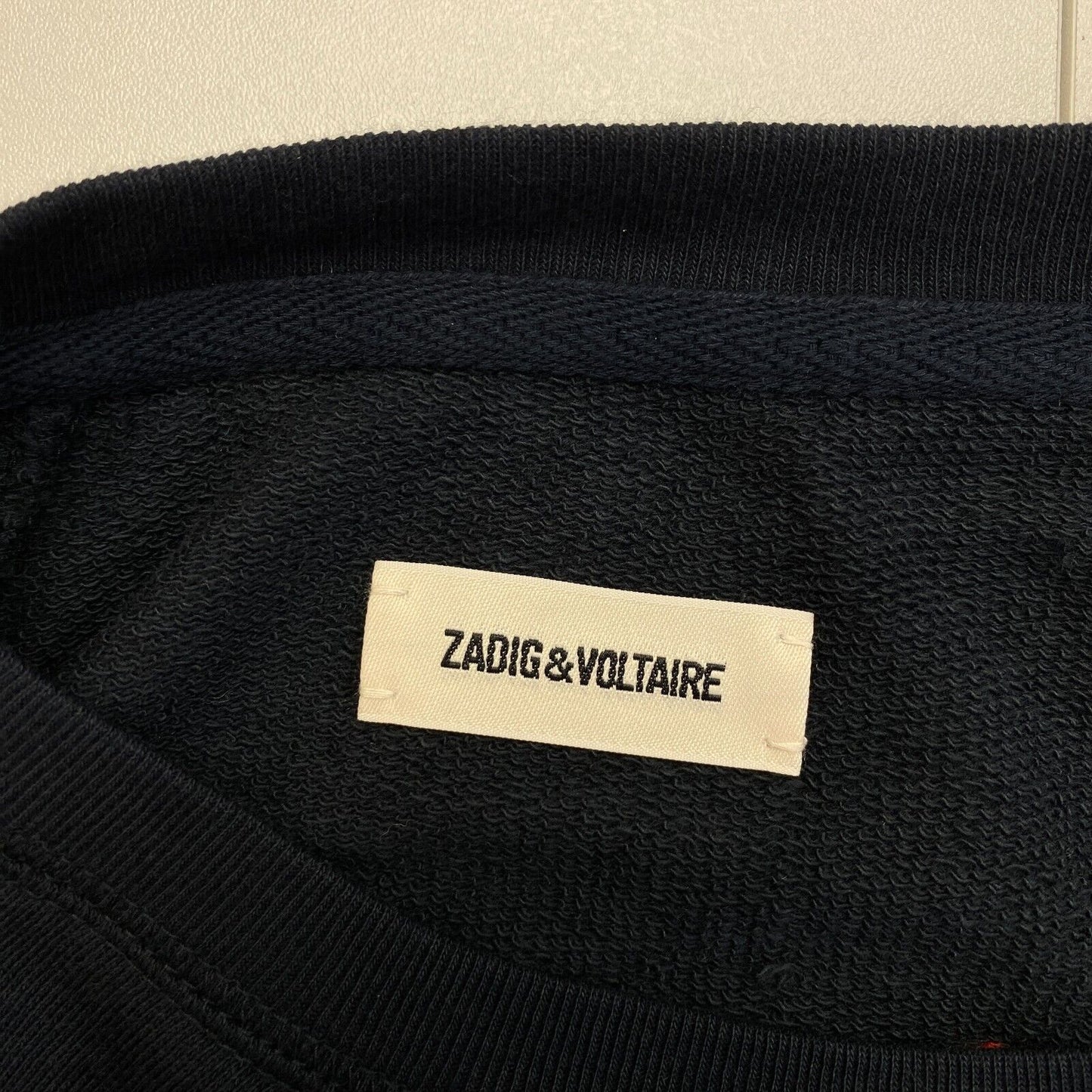 Zadig & Voltaire Women Navy Blue Embroidered Crew Neck Jumper Sweater Size XS