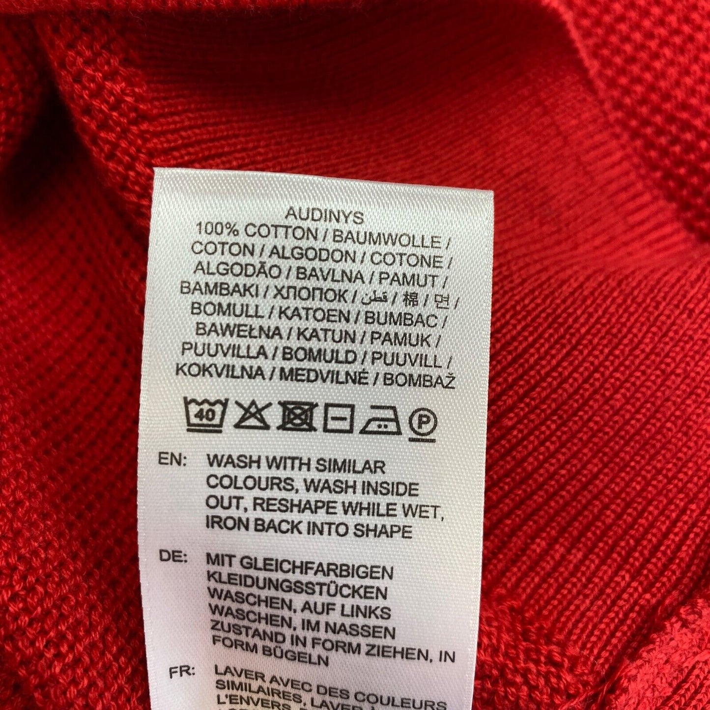 GANT Pull à col rond en piqué de coton rouge Taille L