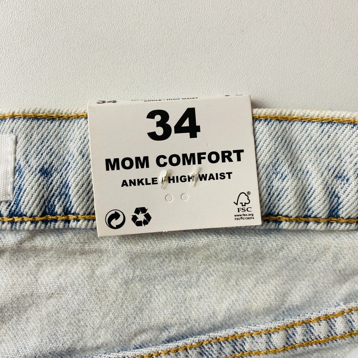 MANGO Women Light Blue High Waist Ankle Mom Comfort Fit Jeans EUR 34 US 2 W25