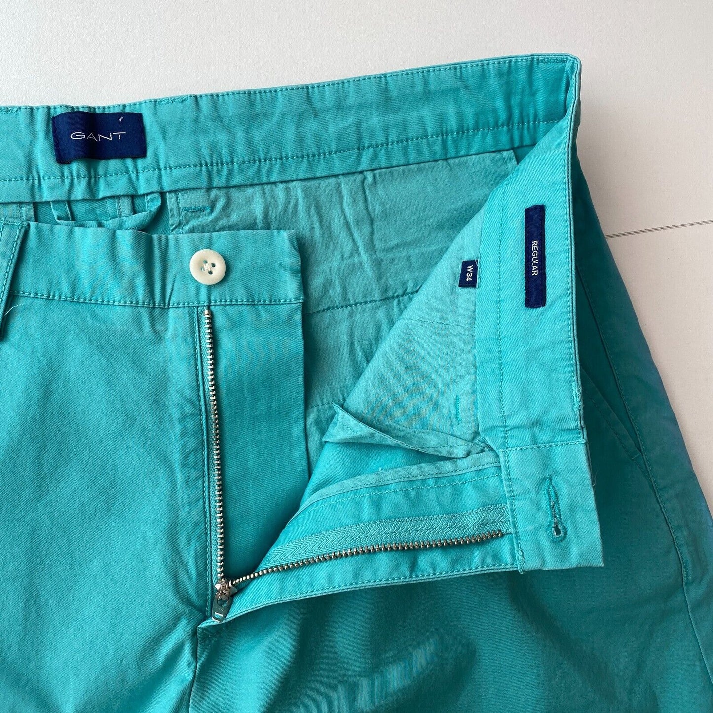 GANT Aquamarine Blue Green Regular Fit Chino Shorts Size W34