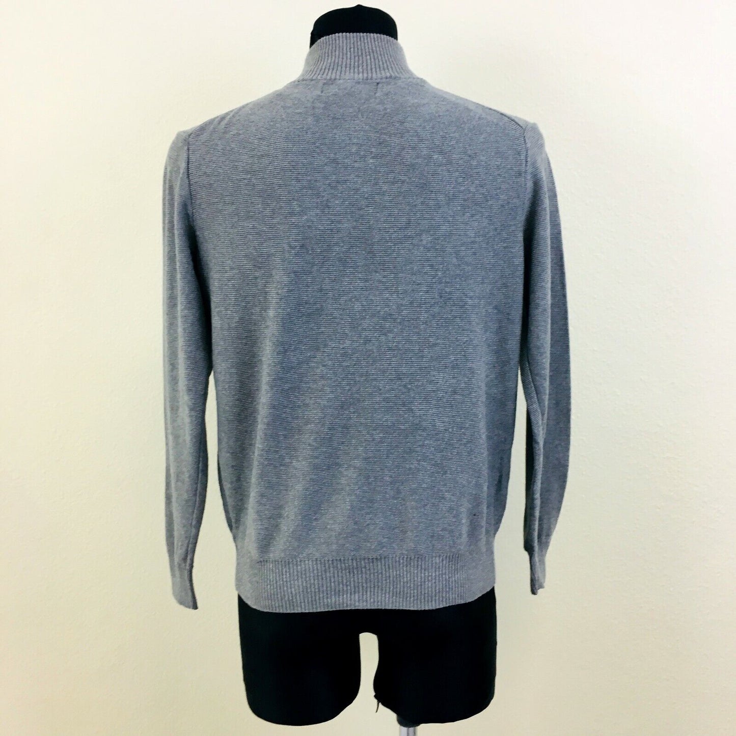 The Savile Row Company Men Grey Zip Neck Cotton Sweater Jumper Size M