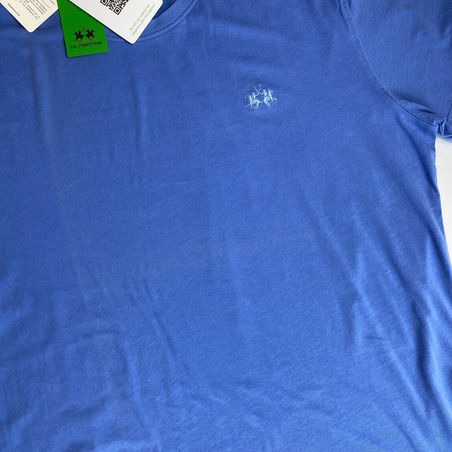 LA MARTINA Blue Organic Jersey Crew Neck T Shirt Size L