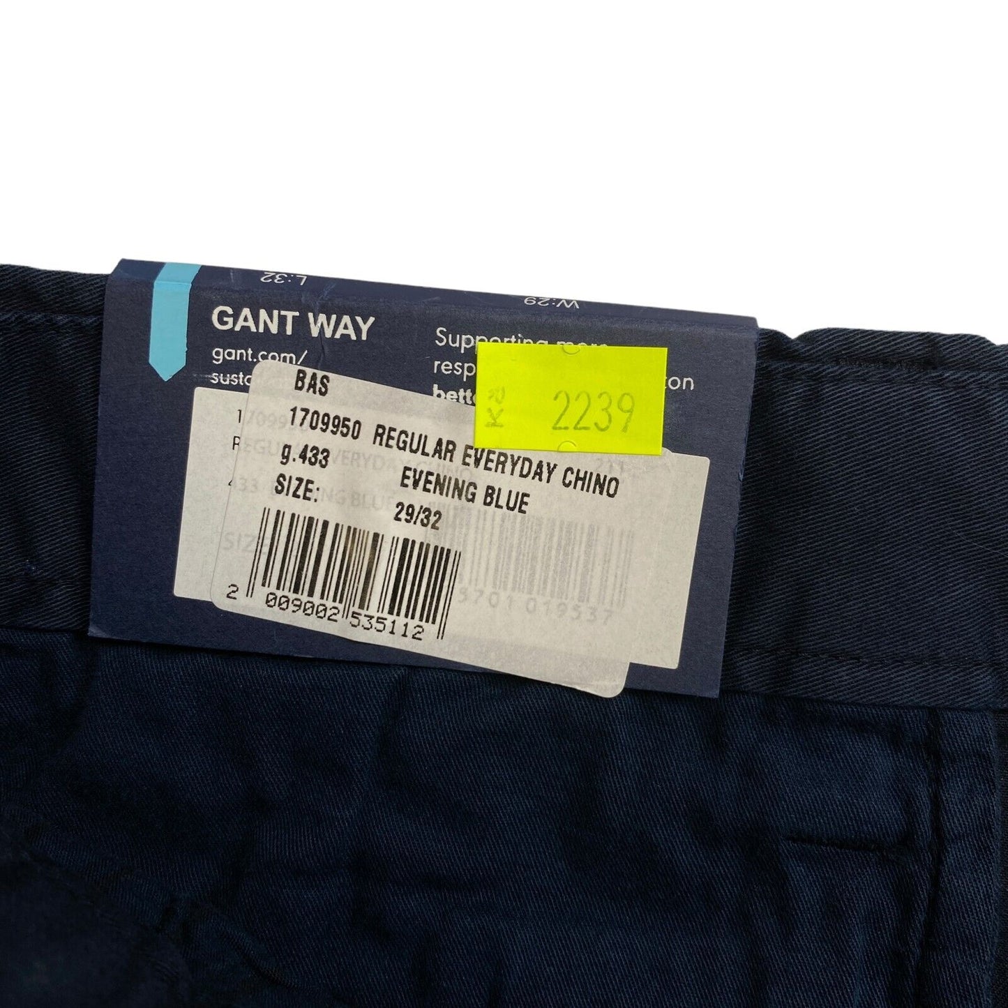 GANT Navy Blue Regular Everyday Chino Pants Trousers Size W29 L32