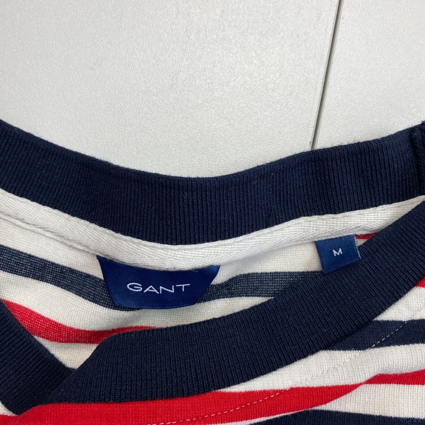 GANT Women Red Icon G Stripe Crew Neck Long Sleeves T Shirt Size M