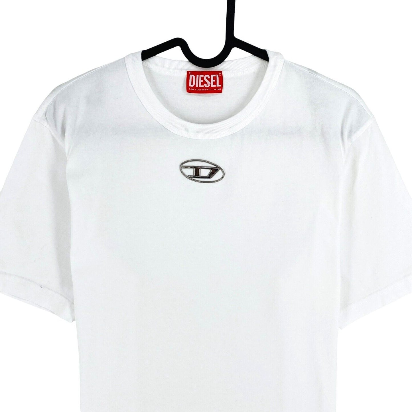 DIESEL Men White T-JUST-OD Crew Neck Short Sleeves T Shirt Size S