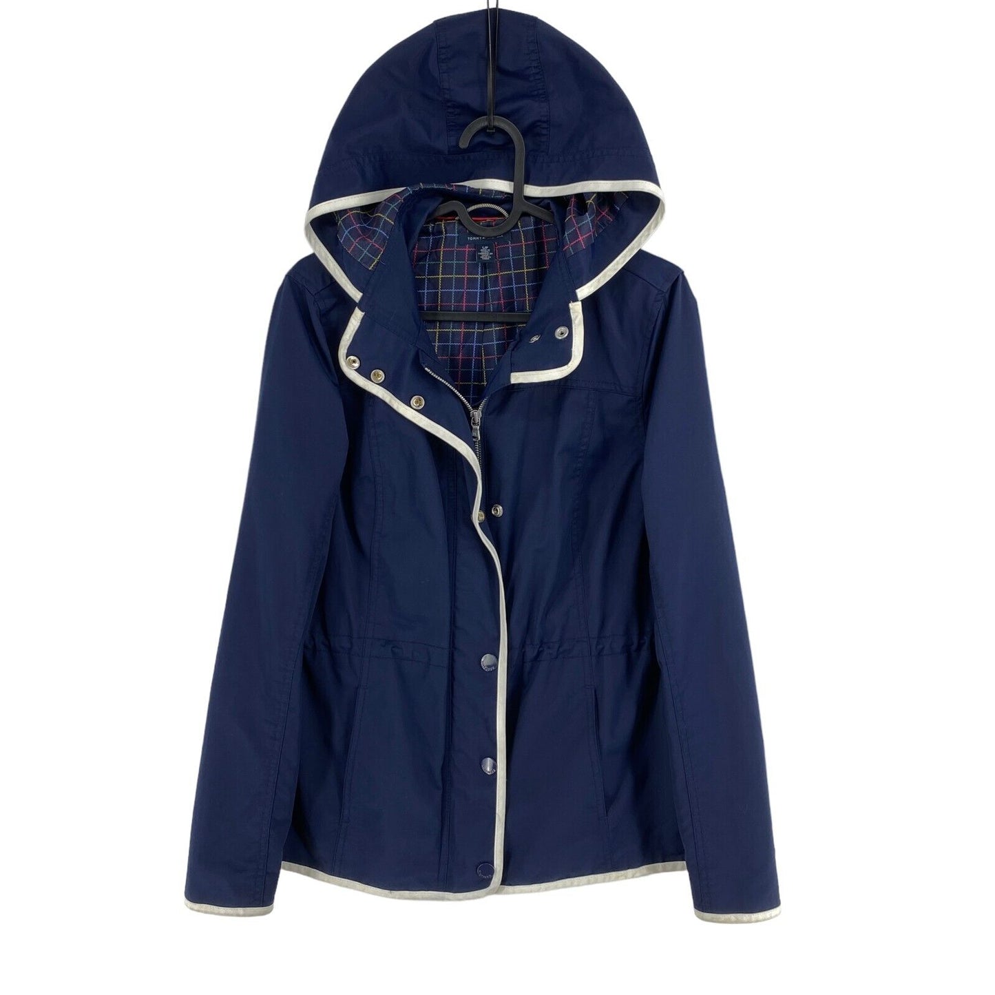 TOMMY HILFIGER Marineblaue Basic-Manteljacke mit Kapuze, Größe S