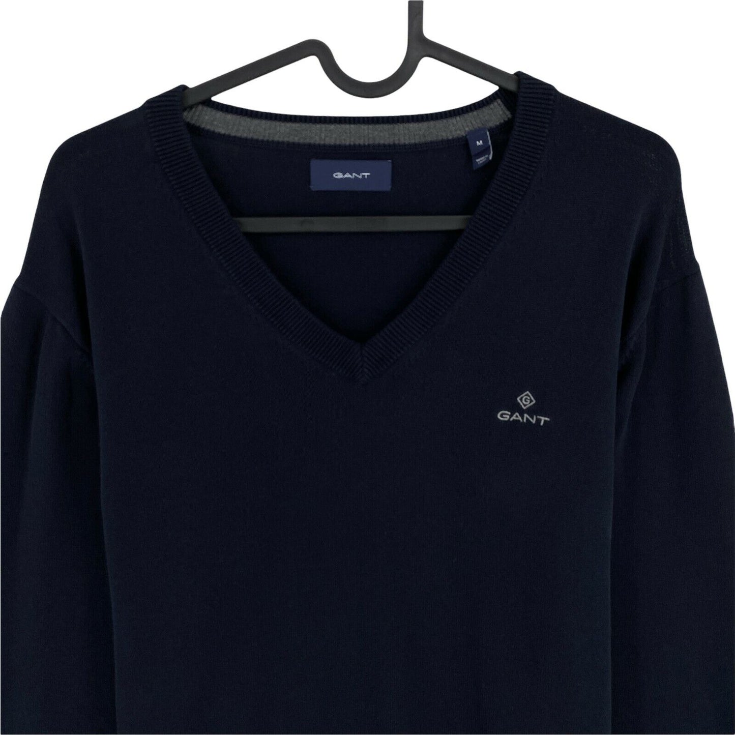 GANT Marineblauer Pullover aus Baumwolle mit V-Ausschnitt, Größe M