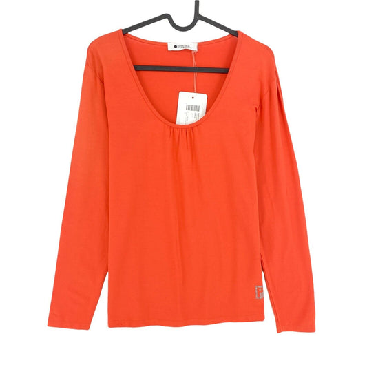 PERSONA Orange Scoop Neck Long Sleeves T Shirt Top Size S