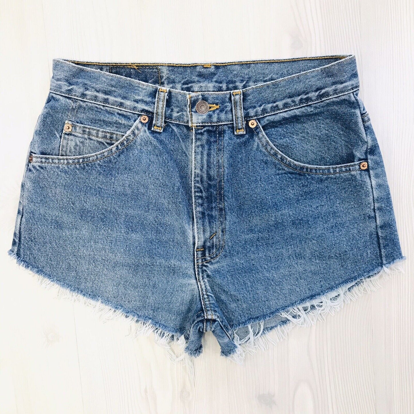 Vintage Levi's Orange Tab Custom Made Blue Straight Fit Cut-Off Shorts W30