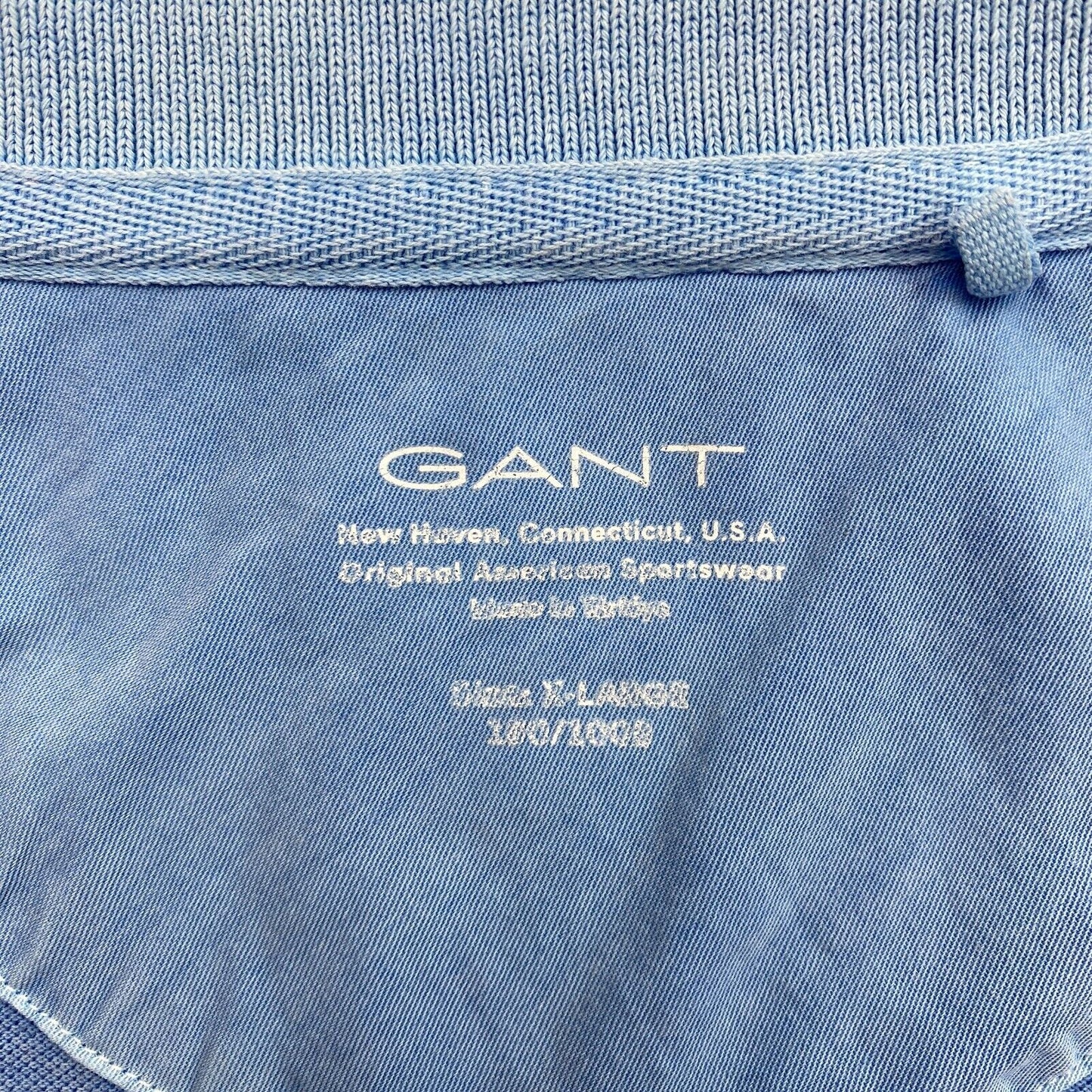 GANT Men Blue Sun Bleached Pique Polo Shirt Size XL