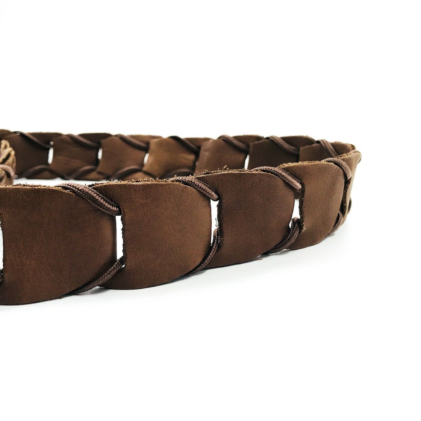 LIU JO Ceinture de créateur en cuir tressé marron avec fleurs Taille S