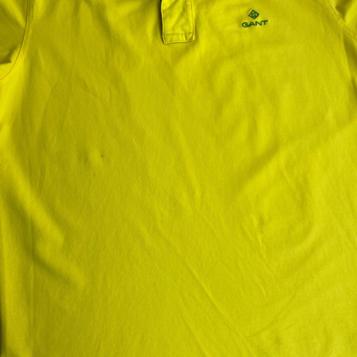 GANT Yellow Contrast Collar Pique Rugger Polo Shirt Size M