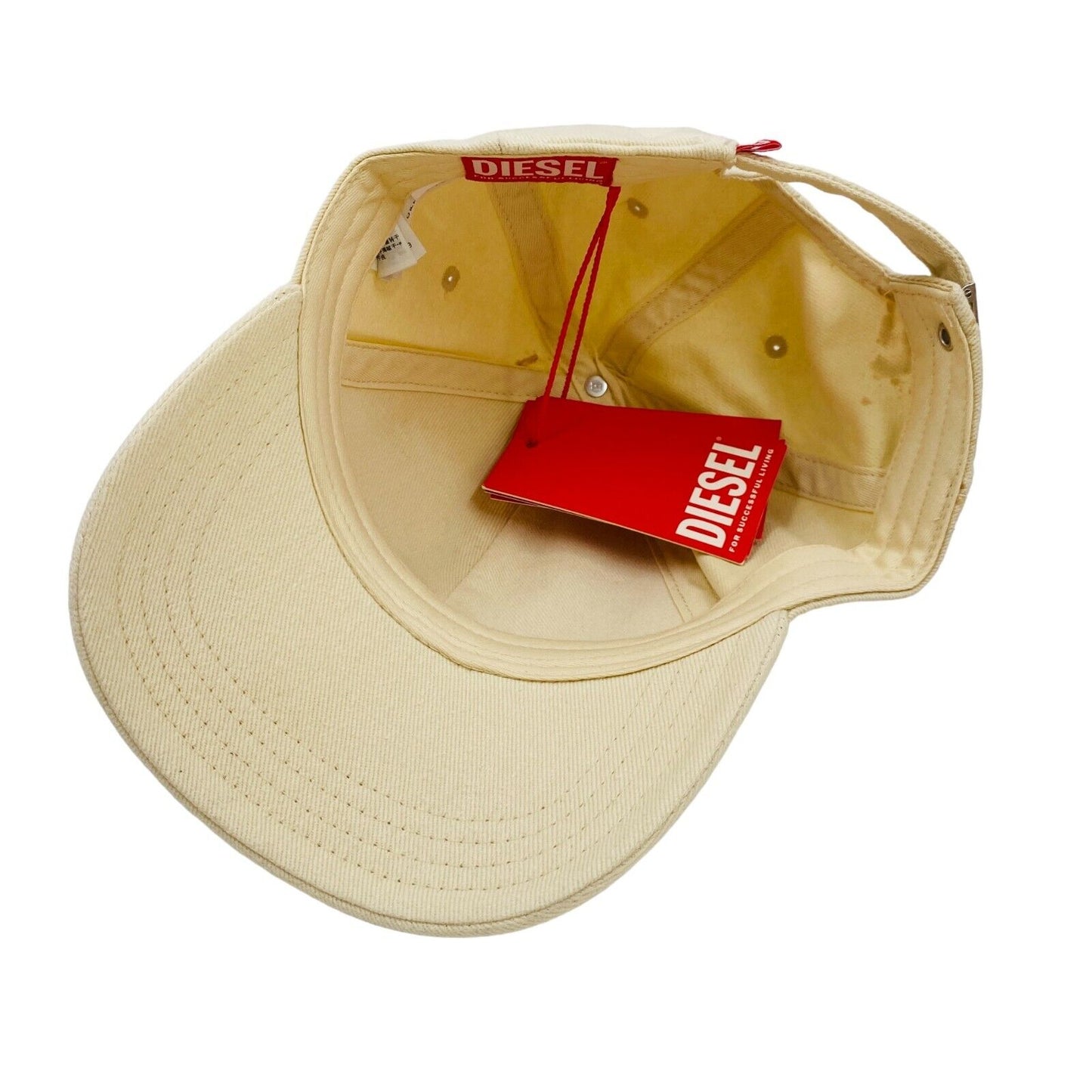 DIESEL Mens Beige Cotton Logo Baseball Twill Cap Hat One Size