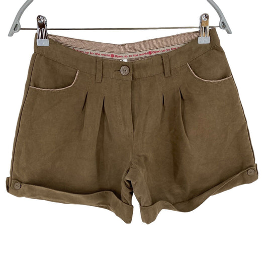 Okaïdi Brown Suede Leather Bermuda Shorts Size 14 Years 156 Cm W27