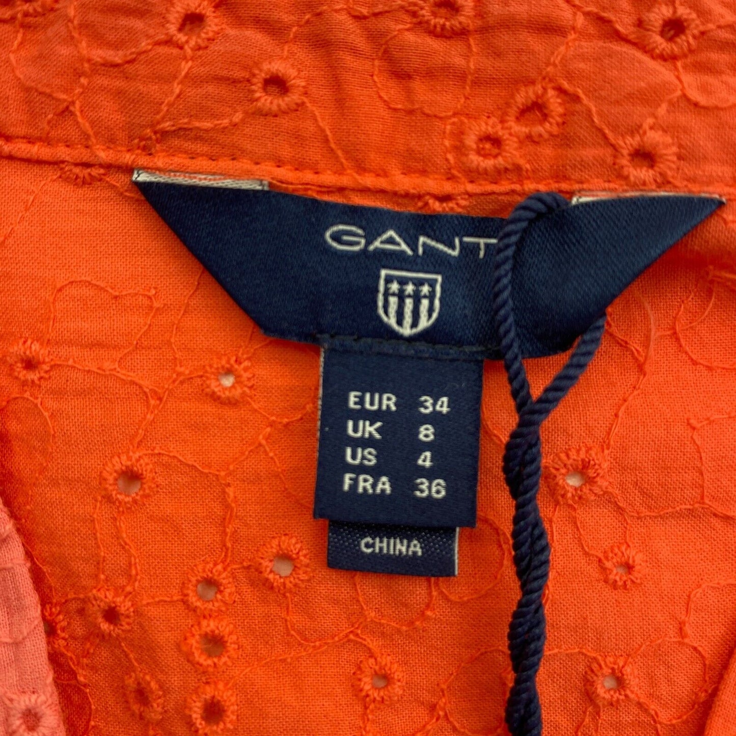 GANT Hemdkleid mit Lochstickerei, in Rosa und Orange, Größe EU 34, UK 8, US 4