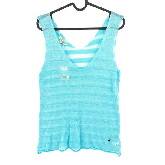 AMY GEE Light Blue Striped V Neck Tank Top Size M