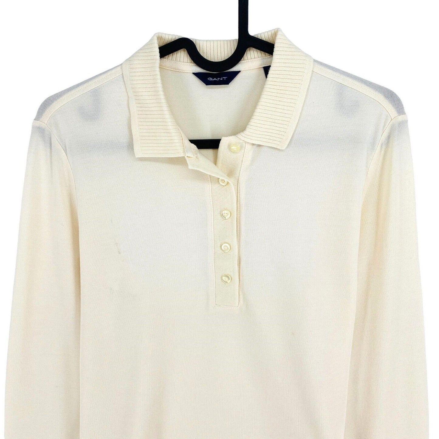 GANT Beige Detail Collar Pique Jersey Polo Shirt Size XS