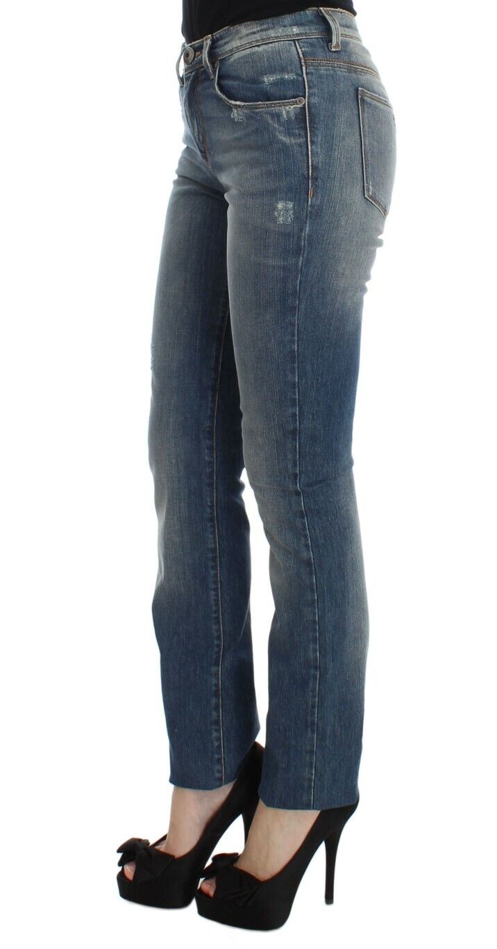 Ermanno Scervino Pantalon en jean bleu coupe slim de créateur RRP 560 $ W26 IT 40 UK 8