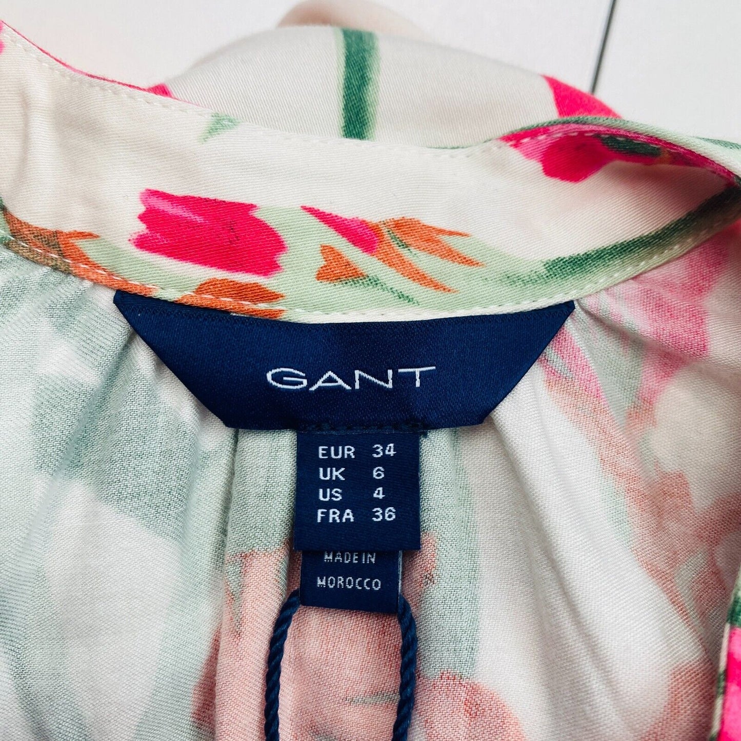 GANT Women White Relaxed Iris Print Caftan Dress Size EU 34 UK 6 US 4