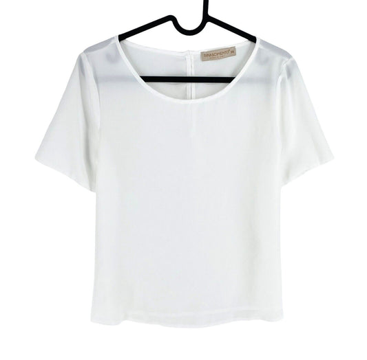 RINASCIMENTO Women White Crew Neck Short Sleeves Blouse Size XS