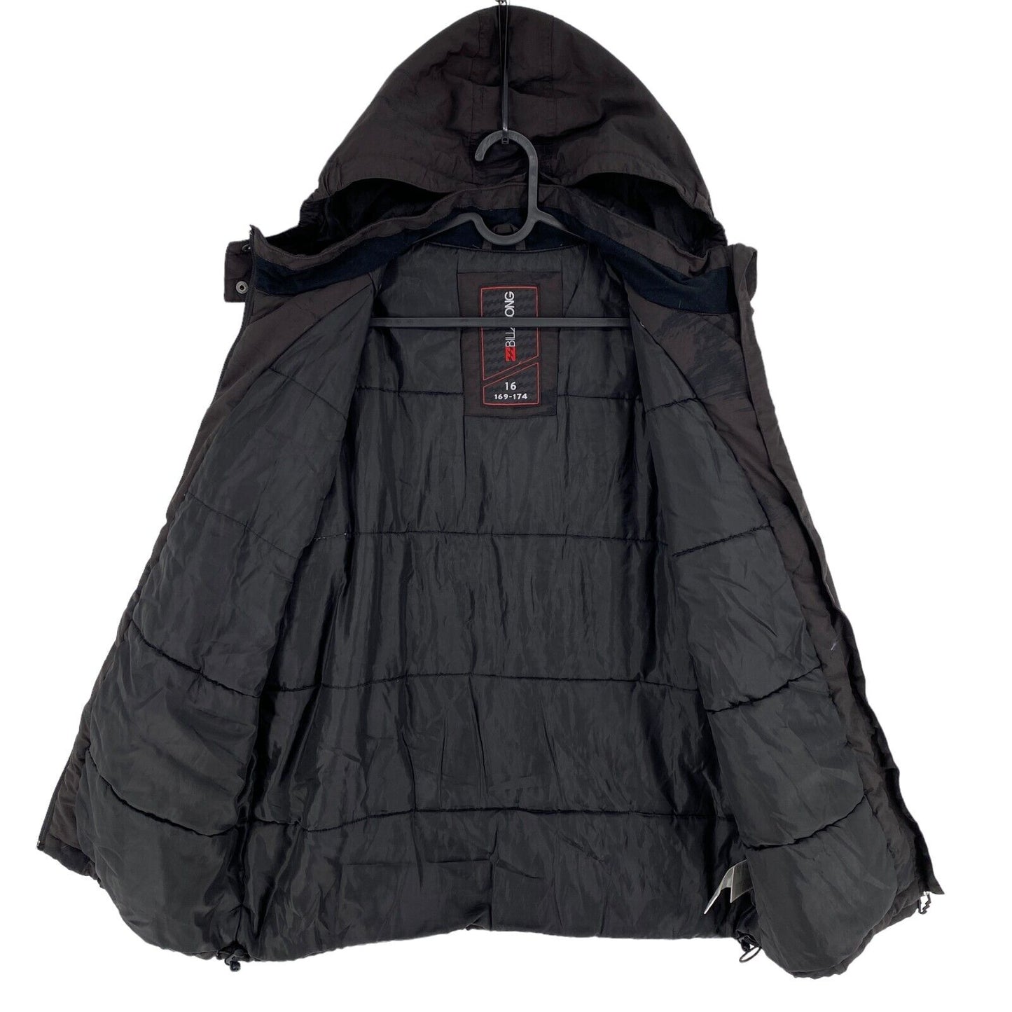 BILLABONG Dunkelbraune Kapuzenjacke Mantel Größe 16 Jahre 169-174 cm